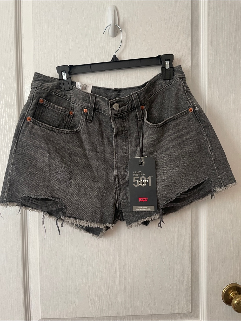 Levi's Black Washed 501 Cutoff Denim Shorts